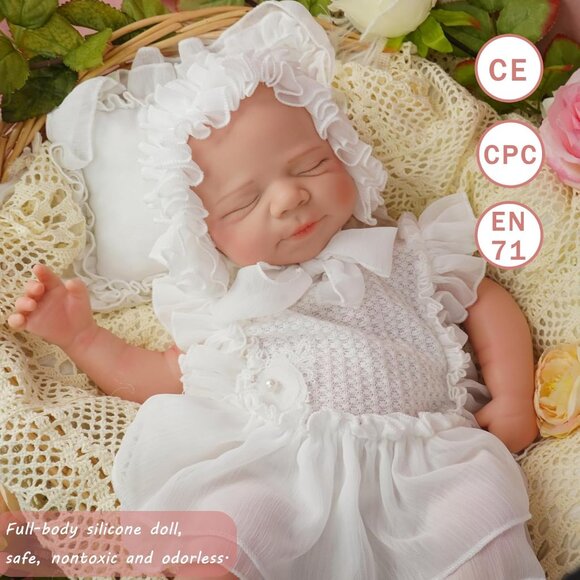 20 Inch Lifelike Full SiliconevBody Newborn Girl Reborn Baby Dolls Sleeping Doll - Picture 3 of 6